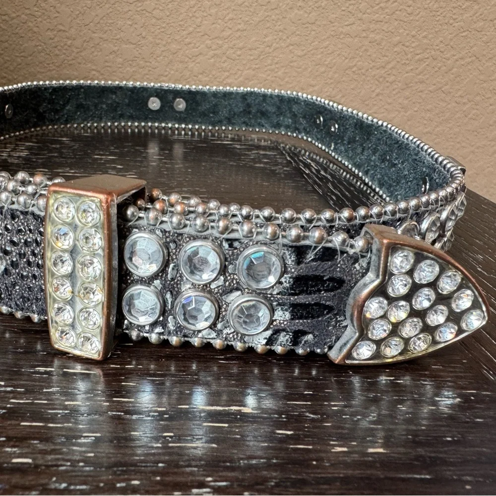 Shyanne Black and Silver Rhinestone with Crosses Kids Belt